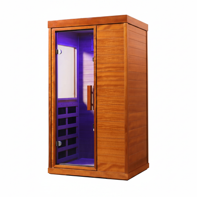 Dry Sauna for Home, 1120W Far Infrared Saunabox with 7-Color Light, 1-Person Indoor Sauna Room W/ Red Light, Bluetooth Audio, LED Reading Light, 77-140℉, Multi-Function Setting