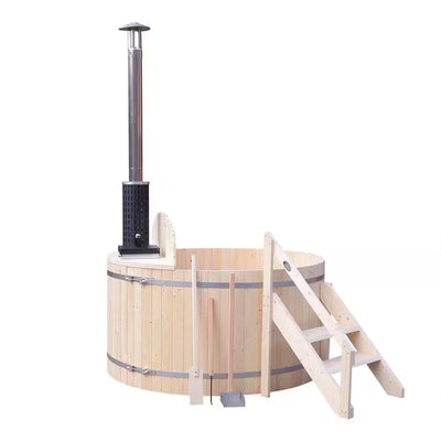Wood Fired Hot Tub Built to Support Hot and Cold Water Therapy, 5-Person Capacity, Pine Construction, 422 Gallon